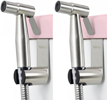 Handheld Bidet Sprayer for Toilet 2 PCS - Bidets for Existing Toilets Adjustable Water Pressure with Bidet Hose for Feminine Wash, Stainless Steel Muslim Shower Jet Spray for Toilet