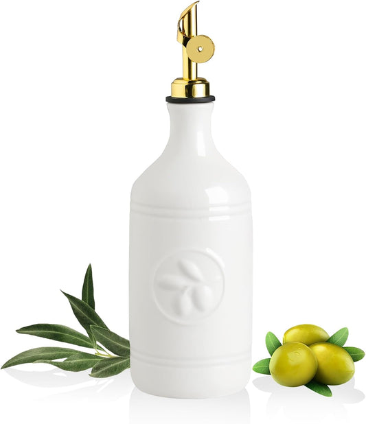 Sweejar 16 Oz Ceramic Olive Oil Dispenser Bottle, Oil Dispenser for Kitchen with Gravity Spout