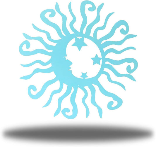 Riverside Designs Wacky Solar Moon Metal Wall Art Steel Outdoor Decor | Heavy-Duty and Waterproof | Made in USA (Sea Foam, 12L x 12W)