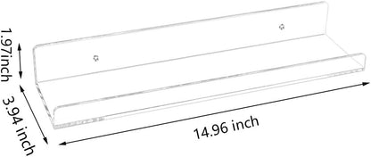 Weiai Clear Acrylic Shelf 15" Invisible Floating Wall Ledge Bookshelf, Kids Book Display Shelves Wall Mounted (15 Inch 6Pack)