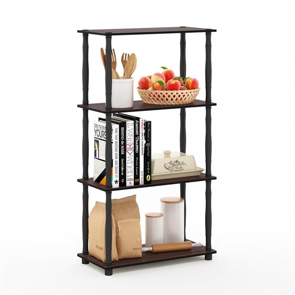 Furinno Turn-N-Tube 4-Tier Multipurpose Shelf Display Rack, Classic Tubes, Dark Cherry/Black