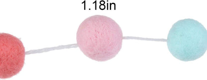 CCINEE 9.8 Feet Felt Ball Garland Pink Pom Poms Balls Strings (24Pieces Bulk) Handmade 4 Colors Mixed 1.2" for Birthday Banner Festival Spring Party Favor