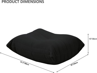 Luxury Ottomans, Modern Square Foot Rest for Sofa Couch Chair, Lazy Floor Seating, Fireside Bean Bag Chair, Tatami Sofa Lounger for Living Room, Bedroom, Office, Black