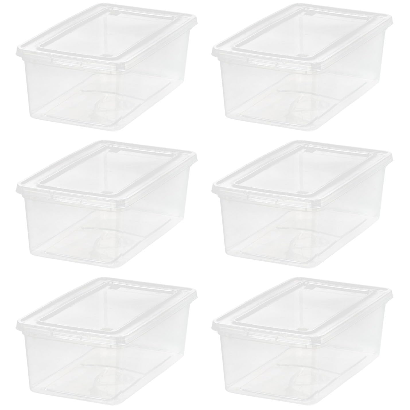 IRIS USA 6-Pack 6 Qt Storage Bins with Lids, Clear, Stackable