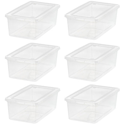 IRIS USA 6-Pack 6 Qt Storage Bins with Lids, Clear, Stackable