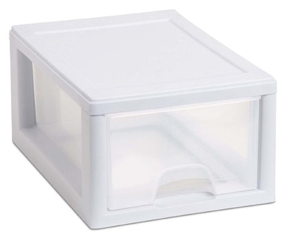 Sterilite 6 Qt Stacking Drawer, Clear Plastic Storage Organizer, 6 Pack