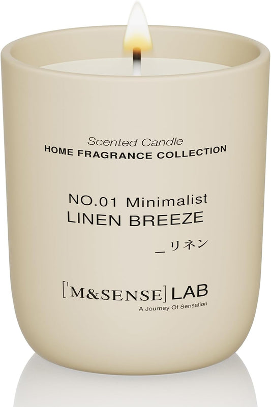 M&SENSE Natural Soy Candle| Linen Breeze | 5.3 oz | Minimalist Scented Candle for Relaxation