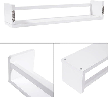 AZSKY Nursery Bookshelves White, 24 Inch Floating Bookshelves for Wall Set of 3, Baby Kids Decor, Solid Wood Wall Mounted Shelves for Books, Toys and Decor Storage