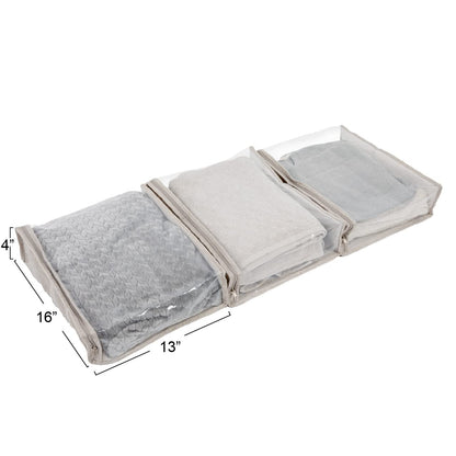 Household Essentials Under Bed Zippered Sweater Storage Bags with Clear Vision Panel, Set of 3