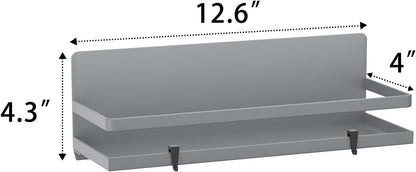 Magnetic Spice Rack for Refrigerator Moveable Magnetic Shelf Organizer Kitchen Seasoning Jars Storage Rack Fridge Magnet Organizer,Grey,4 Packs