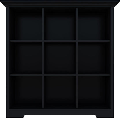 Cube Storage Bookcase with Base - Wooden 3 Tiers Floor Standing Open Shelf Cabinet for Home and Office, 9-Cube Lattice Bookshelf, Black