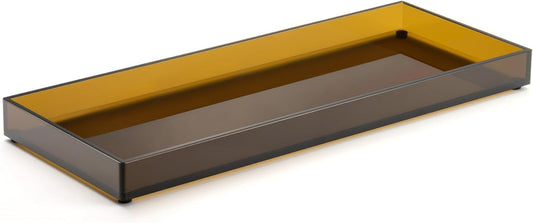 11" x 4.3" Bathroom Vanity Tray Acrylic Decorative Counter Organizer for Soap Dispenser, Perfume, Candle, Makeup - Rectangle Tray for Sink, Toilet Tank, Dresser Home Decor, Small Brown