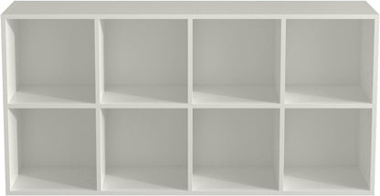 8-Cube Storage Shelf Bookcase - Wooden 4-Tier Floor Standing Open Bookshelf, Modern TV Stand up to 55 Inchs for Home and Office, Warm White