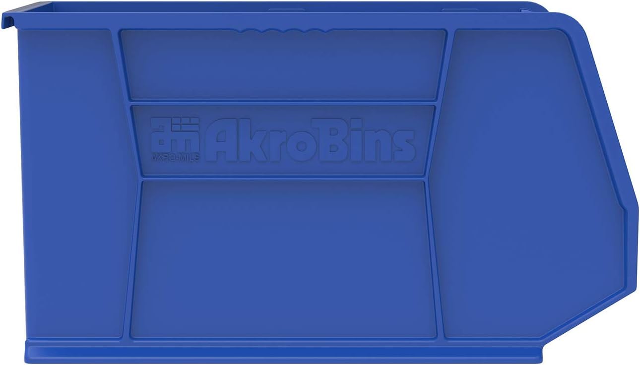 Akro-Mils 30265 AkroBins Plastic Storage Bins, 18"x8.25"x9", Blue, 6-Pack