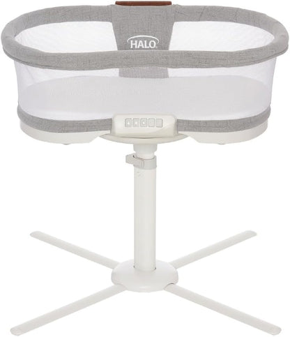 HALO BassiNest Luxe Swivel Sleeper - Over-Bed Baby Bassinet with 360° Rotation, Vibrations, White Noise, and Safe Close-Sleeping Design, Dove Grey Tweed