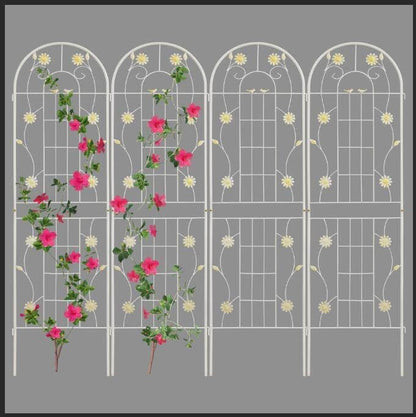 LZRS 4 Pack 71x20in Rustic Iron Arch Decoration Garden Trellis with Black Metal Coating – Perfect for Supporting Climbing Plants Outdoor, Roses, Vines, Flowers, and Vegetables.