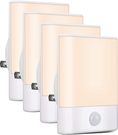 LED Night Light Plug in, Motion Sensor Night Light with Adjustable Brightness 3 Lighting Mode AUTO/ON/Off for Children, Bedroom, Hallway Light, 4-Pack