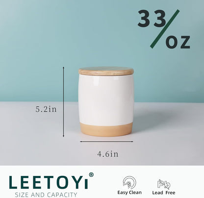 LEETOYI Ceramic Food Storage Jar with Seal Lid,Kitchen Canisters for Countertop, Serving for Ground Coffee, Tea, Sugar, Salt and More, 33 Oz