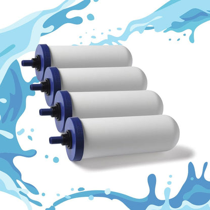 Coldstream FTO Plus Water Filter Cartridge (4 Pack) - Dependable for Easy Installation as a Berkey Replacement - Ceramic Gravity Filter For Stainless Steel Systems