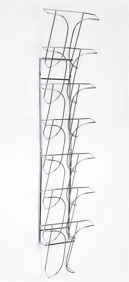 Displays2go Set of 2 - 7-Pocket Wire Magazine Rack with Vertically-Stacked Pockets, Wall Mounted Literature Holder for 8.5x11 Catalogs - Chrome Finish