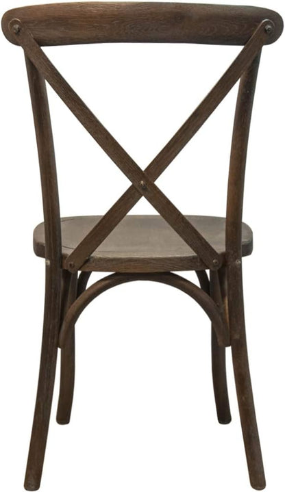 EMMA + OLIVER 2-Pack Gray Wash Dark Driftwood X-Back Chair