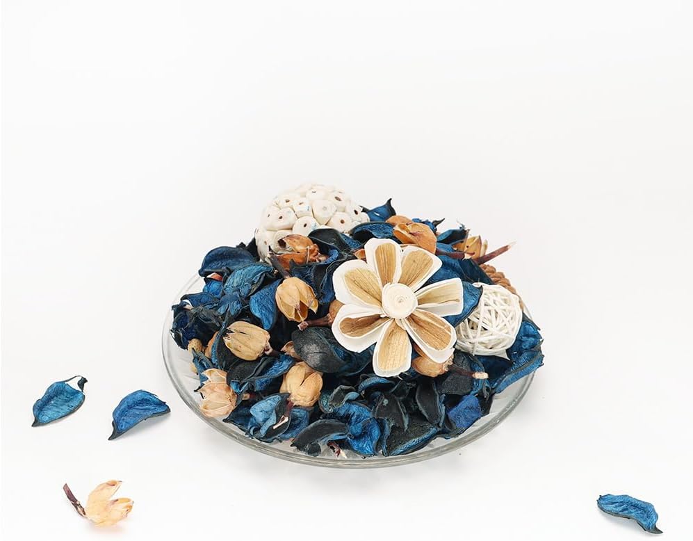 Potpourri Bowl Filler, Spring Pot pourri Dried Flower Vase Fill Mix, Home Decor Scented Dry Poporri, 3 Color Options Natural Flower Home Decor (Blue)