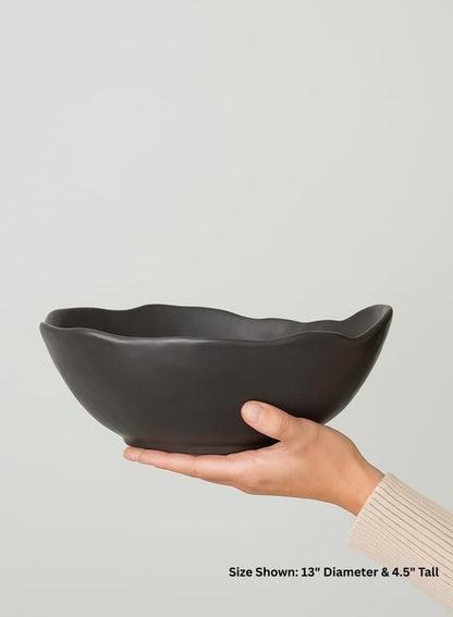 Serene Spaces Living Ceramic Collection of Plates, Bowls, Vases- Dinnerware, Centerpiece for Vintage Weddings, Events (Black - XXL - Pack of 4)