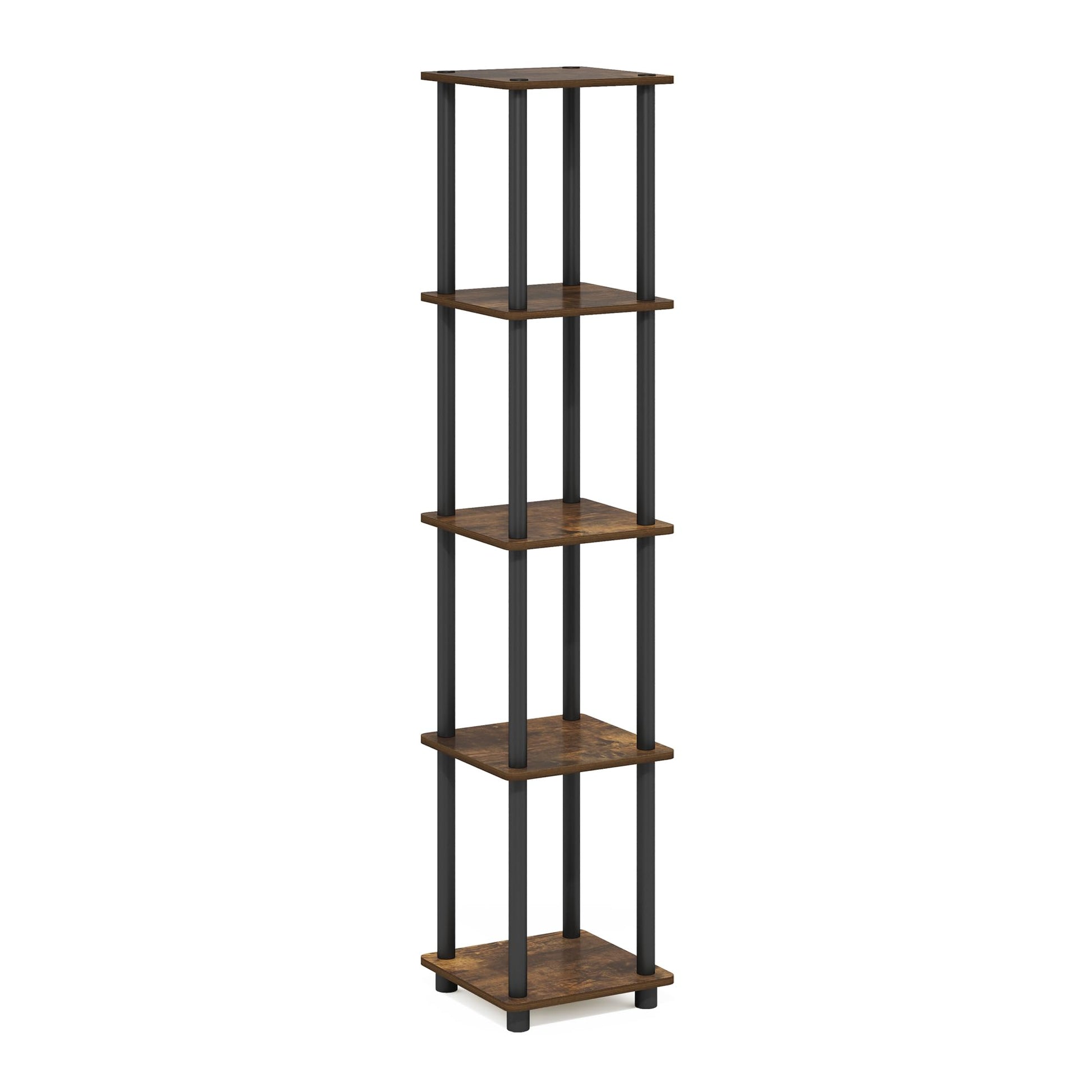Furinno Turn-N-Tube Storage Shelves, 5-Tier Square Book Shelf, Corner Shelf, Toolless Open Shelves