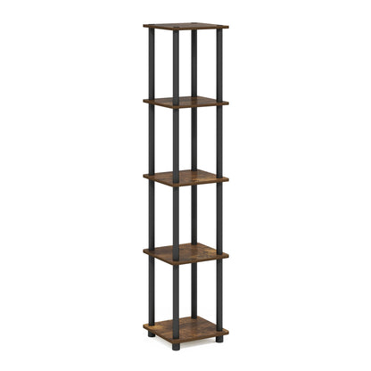 Furinno Turn-N-Tube Storage Shelves, 5-Tier Square Book Shelf, Corner Shelf, Toolless Open Shelves