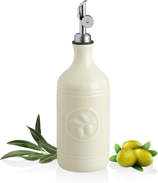 Sweejar 16 Oz Ceramic Olive Oil Dispenser Bottle, Oil Dispenser for Kitchen with Gravity Spout