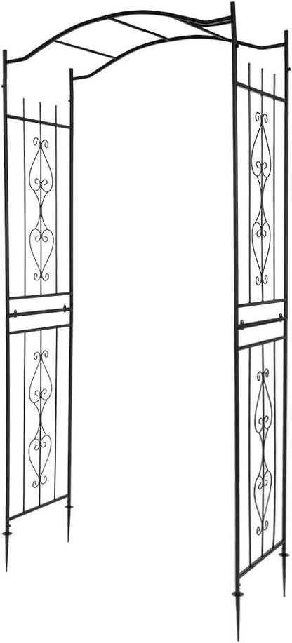 Outvita 7.5Ft Garden Arch Arbor, Steel Frame Stand Trellis, Arbour Archway for Wedding Ceremony Decoration Plant Climbing Rose Vines Lawn Courtyard Patio Pathway Black