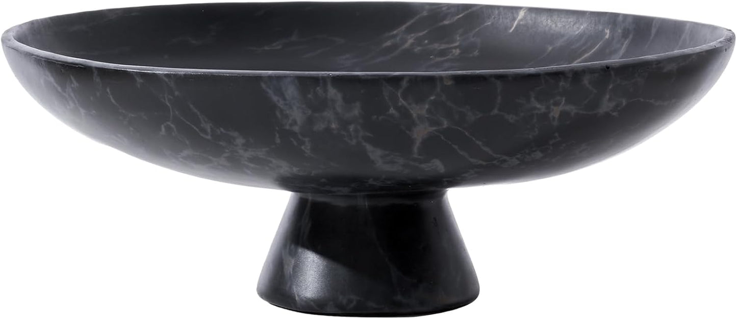 DN DECONATION Black Resin Decorative Bowl for Home Decor, 11.2" Pedestal Kitchen Fruit Bowl/Key Holder/Potpourri for Entryway Table, Coffee Table, Dining Room,Table Centerpiece, Black Decor