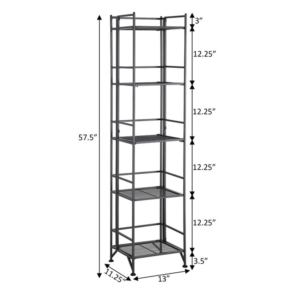Convenience Concepts Xtra Storage Shelves - 5-Tier Folding Metal Storage Shelves, Closet Organizer