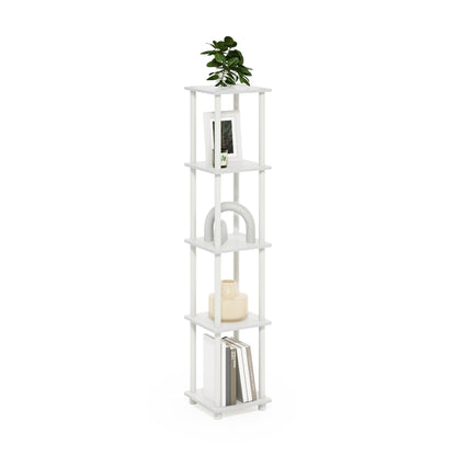 Furinno Turn-N-Tube Storage Shelves, 5-Tier Square Book Shelf, Corner Shelf, Toolless Open Shelves