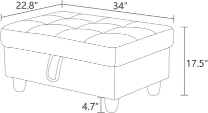 Ottoman Rectangular Storage Ottoman Bench, Faux Leather Footrest, Coffee Table, Stool Footstool with Hinged Lid for Living Room, Bedroom, Entryway, White&Black, 34"x22.8"x17.5"