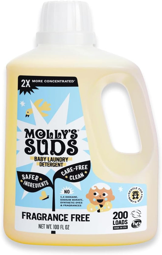 Molly's Suds Baby Liquid Laundry Detergent | Removes Formula, Poop & Spit-Up Stains | Extra Gentle