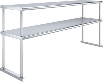 AmGood Stainless Steel Double-Tier Shelf | Work Table Overshelf | NSF Certified | Fits Over Tables | Many (72 in. Long x 18 in. Deep)