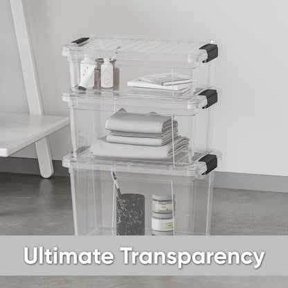 Superio Clear Storage Boxes with Lids, 14.25 Quart Plastic Container Bins for Organizing, Stackable