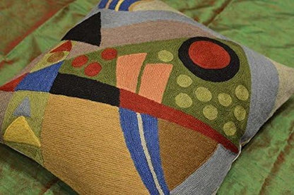 Kandinsky Abstract Pillow Cover - Original | Modern Toss Pillows Modern Chair Cushion Contemporary Pillowcase Farmhouse Chair Cushion Couch Handmade Wool Size 18x18