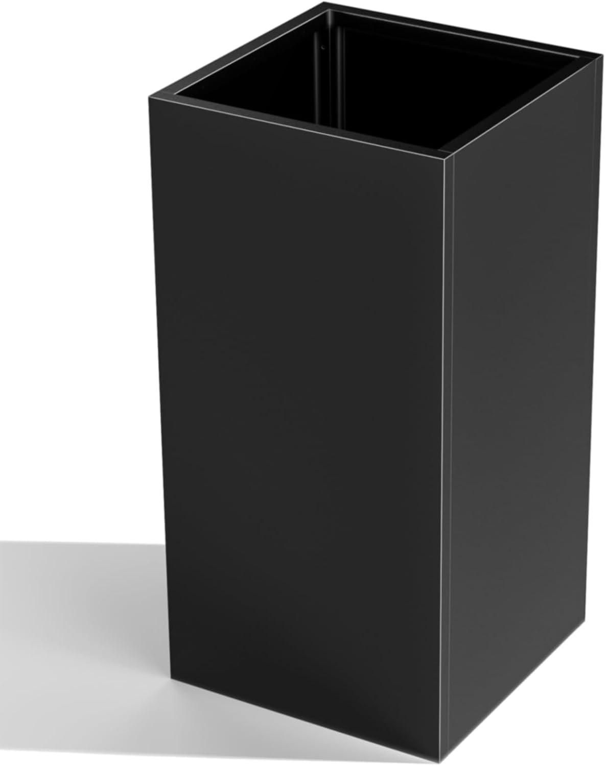 Tall Metal Cube Planter for Outdoor Plants 15" L x 15" W x 30" H, Heavy Duty Steel Planter Box with Removable Insert Shelf, Rectangular Planters for Porch, Garden, Yard, Hotel (Black)