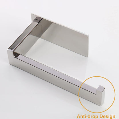 Toilet Paper Holder, Self Adhesive Tissue Holder Stainless Steel Rustproof Paper Roll Holder, No Drilling Easy to Install, Toilet Paper Rack Suitable for Office, Bathroom (Polish Chrome)