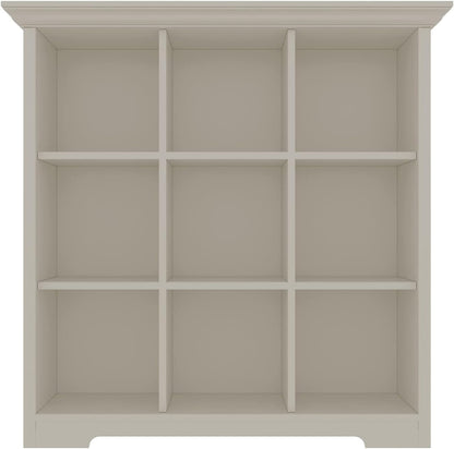 Wooden Cube Shelf Bookcase - Modern 3 Tiers Floorstanding Open Bookshelf with Base for Home and Office, 9 Cubes Storage Cabinet, Warm White