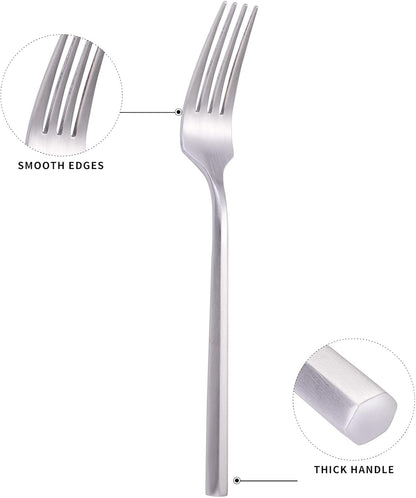 Matte Silverware Set Silver Flatware Set with Hexagon Handle 20 Pieces 18/0 Stainless Steel Cutlery Set Wedding Housewarming Gift Service for 4 (Matt silver)