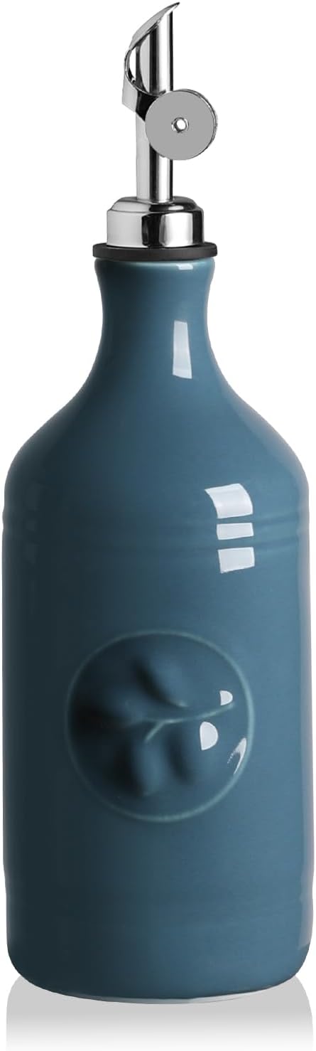 Sweejar 16 Oz Ceramic Olive Oil Dispenser Bottle, Oil Dispenser for Kitchen with Gravity Spout