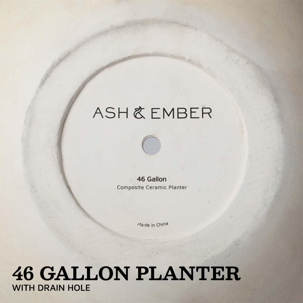 Ash & Ember Onyx 24" D Ceramic Indoor Outdoor Round Sphere Planter, Satin Ivory, Home Décor Evergreen Weather Resistant Modern Planter Pot, Seamless Herb & Seasonal Flower Garden Box