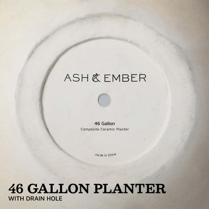 Ash & Ember Onyx 24" D Ceramic Indoor Outdoor Round Sphere Planter, Satin Ivory, Home Décor Evergreen Weather Resistant Modern Planter Pot, Seamless Herb & Seasonal Flower Garden Box