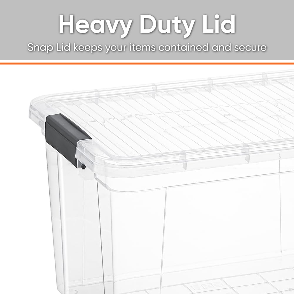Superio Clear Storage Boxes with Lids, 14.25 Quart Plastic Container Bins for Organizing, Stackable