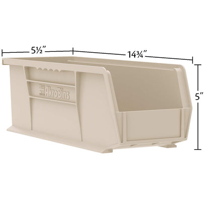 Akro-Mils 30234 AkroBins Plastic Storage Bins, 15"x5"x5", Stone, 12-Pack