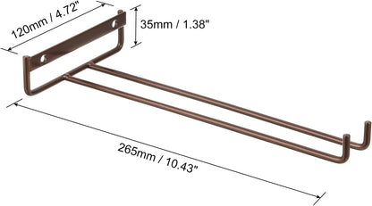uxcell 5Pcs Wine Glass Rack, 10.43 Inch Iron Wine Glasses Rack Under Cabinet Stemware Rack - Wall Mountable Wine Glass Holder Storage Hanger for Bars Coffee Restaurants Kitchens, Bronze