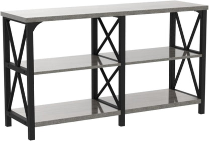 LVB Rustic Sofa Table, Farmhouse Console Table for Living Room, Hallway entryway Table with Storage, Entry Table for Foyer, Light Grey Oak, 55 Inch